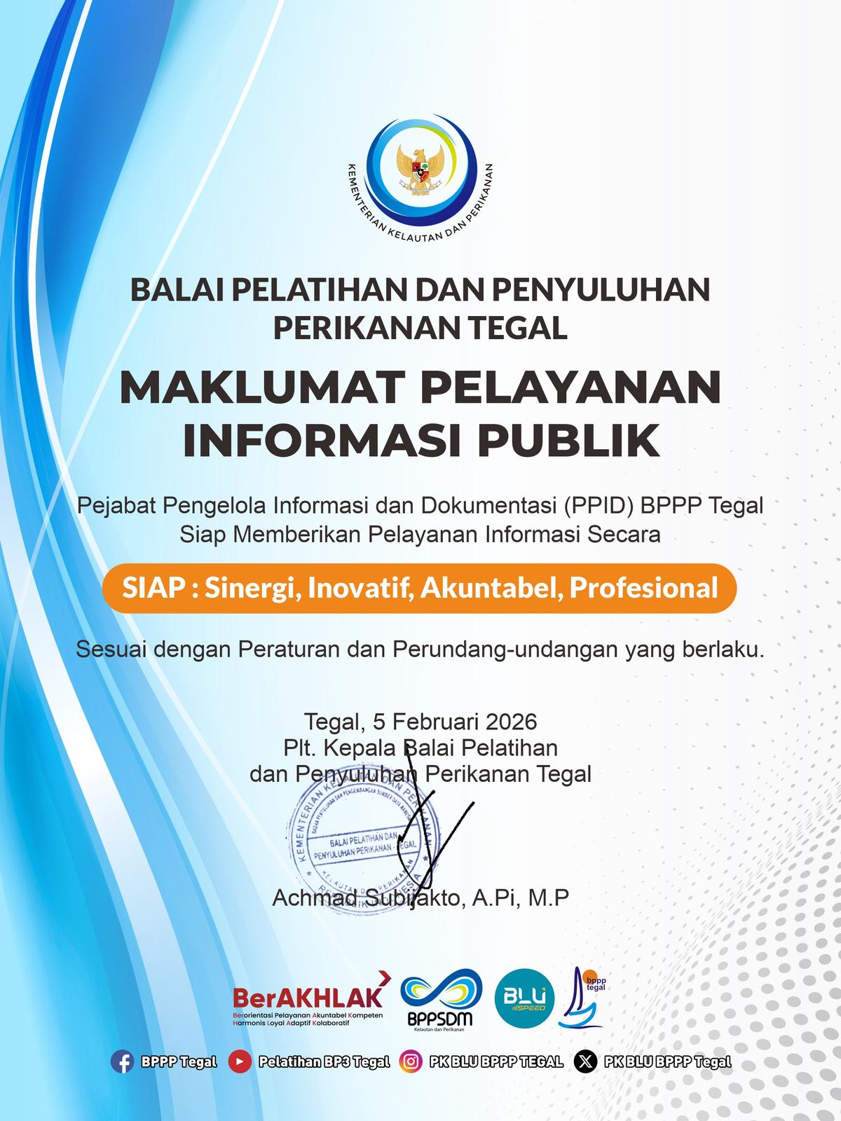 Maklumat Pelayanan BPPP Tegal 2026